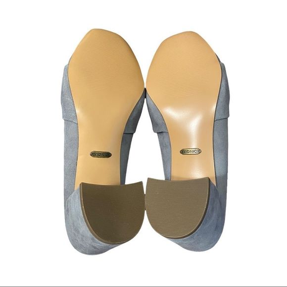 NEW Vionic "Plaza Presley" Charcoal Grey Suede Leather Heeled Mules 10 - Picture 6 of 6